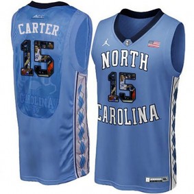 Male North Carolina Tar Heels #15 Vince Carter Royal NCAA Basketball Jersey with Player Pictorial