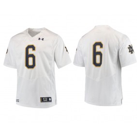 Male Notre Dame Fighting Irish #6 White College Football Performance Jersey