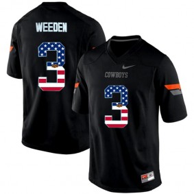 2017 US Flag Fashion Male Oklahoma State Cowboys #3 Brandon Weeden Black Pro Combat NCAA Football Jersey