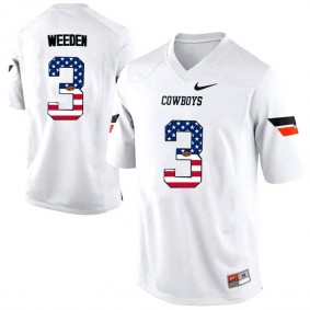 2017 US Flag Fashion Male Oklahoma State Cowboys #3 Brandon Weeden White Pro Combat NCAA Football Jersey