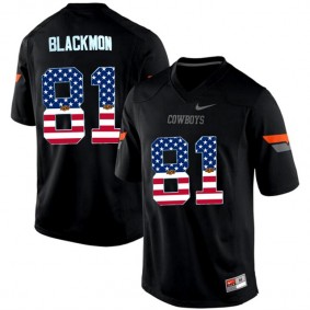 2017 US Flag Fashion Male Oklahoma State Cowboys #81 Justin Blackmon Black Pro Combat NCAA Football Jersey