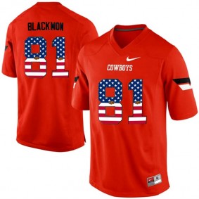 2017 US Flag Fashion Male Oklahoma State Cowboys #81 Justin Blackmon Orange Pro Combat NCAA Football Jersey