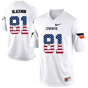 2017 US Flag Fashion Male Oklahoma State Cowboys #81 Justin Blackmon White Pro Combat NCAA Football Jersey