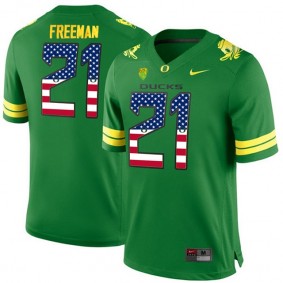 2017 US Flag Fashion Male Oregon Ducks #21 Royce Freeman Apple Green College Football Limited Jersey