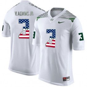 2017 US Flag Fashion Male Oregon Ducks #3 Vernon Adams Jr White College Football Limited Jersey