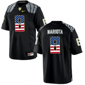 2017 US Flag Fashion Male Oregon Ducks #8 Marcus Mariota Black College Football Limited Jersey