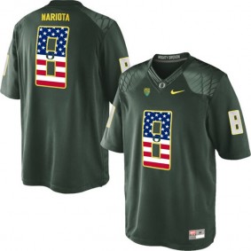 2017 US Flag Fashion Male Oregon Ducks #8 Marcus Mariota Dark Green College Football Limited Jersey