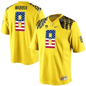 2017 US Flag Fashion Male Oregon Ducks #8 Marcus Mariota Yellow College Football Limited Jersey