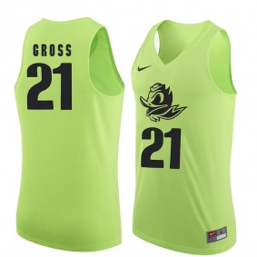 Male Oregon Ducks #21 Evan Gross Apple Green NCAA Basketball Jersey