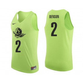 Male Casey Benson #2 Oregon Ducks Apple Green NCAA College Basketball Player Tank Top Jersey