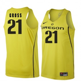 Male Oregon Ducks #21 Evan Gross Gold NCAA Basketball Jersey