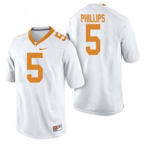 Male Tennessee Volunteers #5 Kyle Phillips White College Football Freshman Limited Jersey