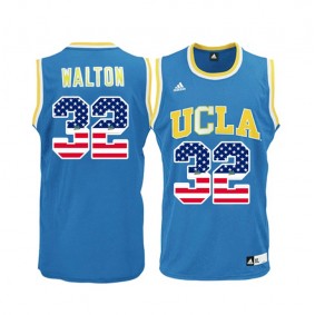 Male UCLA Bruins #32 Bill Walton Blue National Flag Basketball Jersey