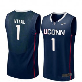 Male Christian Vital #1 UConn Huskies Navy NCAA Basketball Player Name And Number Jersey