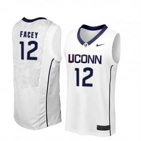 Male Kentan Facey #12 UConn Huskies White NCAA Basketball Player Name And Number Jersey