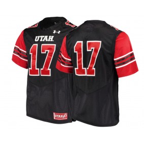 Male Utah Utes #17 Black College Football Performance Jersey