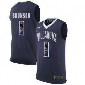 Male Villanova Wildcats Basketball #1 Navy Player Portrait College Jalen Brunson Jersey