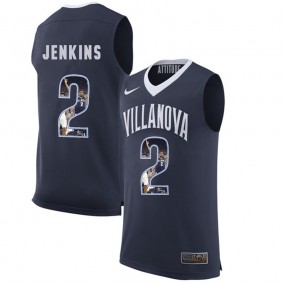 Male Villanova Wildcats Basketball #2 Navy Player Portrait College Kris Jenkins Jersey