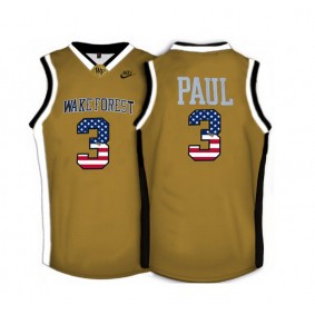 Male Wake Forest Demon Deacons #3 Chris Paul Gold National Flag Basketball Jersey