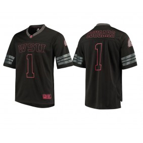 Male Washington State Cougars #1 Black College Colosseum Blackout Football Jersey