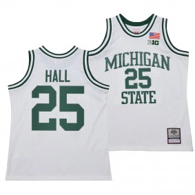 Michigan State Spartans 125th Basketball Anniversary 1990 Throwback Malik Hall #25 White Fashion Jersey Men's