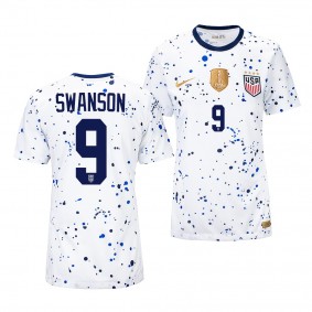 USWNT Mallory Swanson #9 2023 Home Stadium FIFA Badge White Jersey Women's