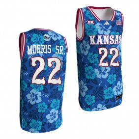 Kansas Jayhawks Bill Self Game Marcus Morris Sr. #22 Blue Maui Strong Jersey Men's