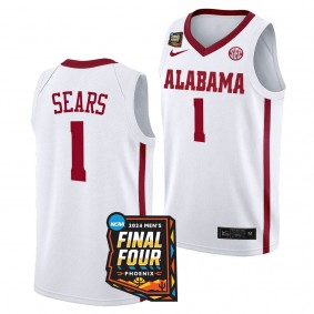 Alabama Crimson Tide Mark Sears White #1 2024 NCAA March Madness Final Four Jersey Mens Basketball Men