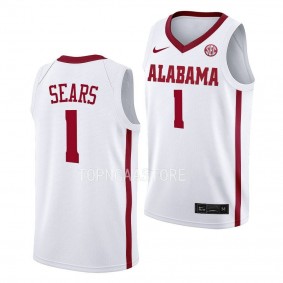 Alabama Crimson Tide Mark Sears College Basketball uniform White #1 Jersey