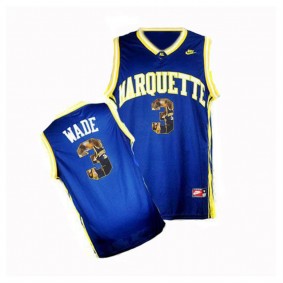 Marquette Golden Eagles #3 Dwyane Wade Navy Blue NCAA College Basketball Player Portrait Fashion Jersey