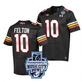 Maryland Terrapins #10 Tai Felton 2023 Music City Bowl Black Jersey Men's