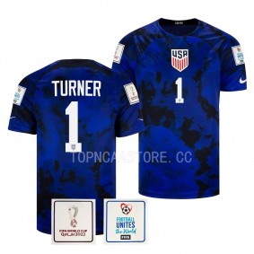 Matt Turner USMNT #1 FIFA World Cup 2022 Blue Qatar Jersey