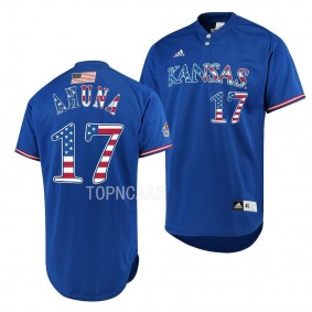 Kansas Jayhawks Maui Ahuna Independence Day Royal #17 Jersey Authentic Baseball