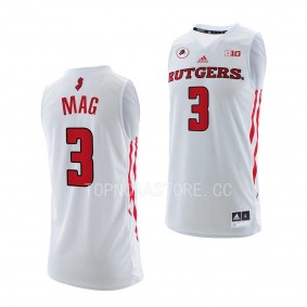 Rutgers Scarlet Knights Mawot Mag White #3 Jersey 2022-23 Swingman Basketball