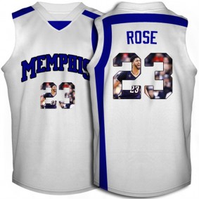 Memphis Tigers #23 Derrick Rose White NCAA College Basketball Player Portrait Fashion Jersey