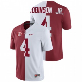 Men's Alabama Crimson Tide Brian Robinson Jr. White Crimson Split Jersey