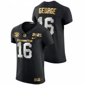 Men's Alabama Crimson Tide Jayden George Black 2021 National Championship Golden Edition Jersey