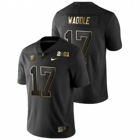 Men's Alabama Crimson Tide Jaylen Waddle Black 2021 National Championship Golden Playoff Jersey