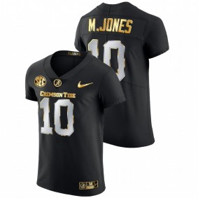 Men's Alabama Crimson Tide Mac Jones Black Golden Edition Authentic Jersey