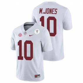 Men's Alabama Crimson Tide Mac Jones White 2021 Rose Bowl Champions Jersey