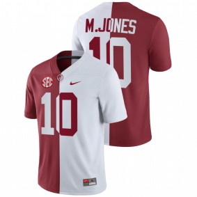 Men's Alabama Crimson Tide Mac Jones White Crimson Split Jersey