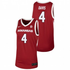 Men's Arkansas Razorbacks 2021 #4 Cardinal Davonte Davis Team Basketball Jersey