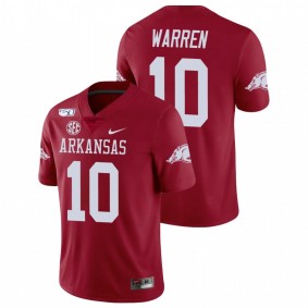 Men's Arkansas Razorbacks De'Vion Warren Cardinal College Football Game Nike Jersey