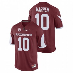 Men's Arkansas Razorbacks De'Vion Warren Cardinal Game Replica Football Nike Jersey