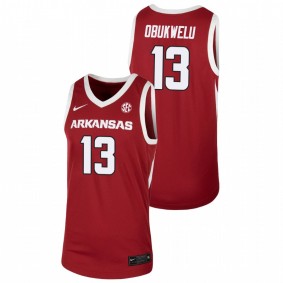 Men's Arkansas Razorbacks 2021 #13 Cardinal Emeka Obukwelu Team Basketball Jersey