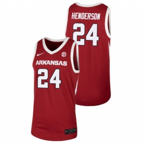 Men's Arkansas Razorbacks 2021 #24 Cardinal Ethan Henderson Team Basketball Jersey