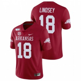 Men's Arkansas Razorbacks Jack Lindsey Cardinal College Football Game Nike Jersey