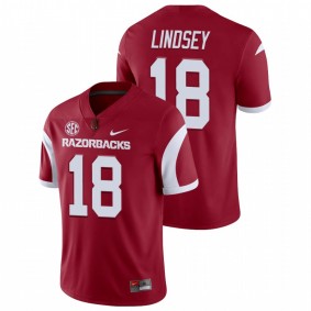 Men's Arkansas Razorbacks Jack Lindsey Cardinal College Football Playoff Game Nike Jersey