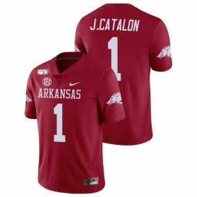 Men's Arkansas Razorbacks Jalen Catalon Cardinal College Football Game Nike Jersey