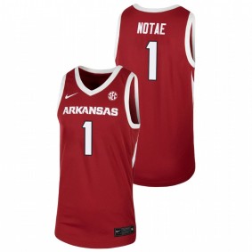 Men's Arkansas Razorbacks 2021 #1 Cardinal JD Notae Team Basketball Jersey